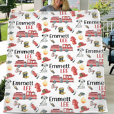 Fire Truck - Personalised Blanket With Name - A Gift For Family,Kids